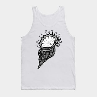 Black and White Print of Exotic Sea Shell Tank Top